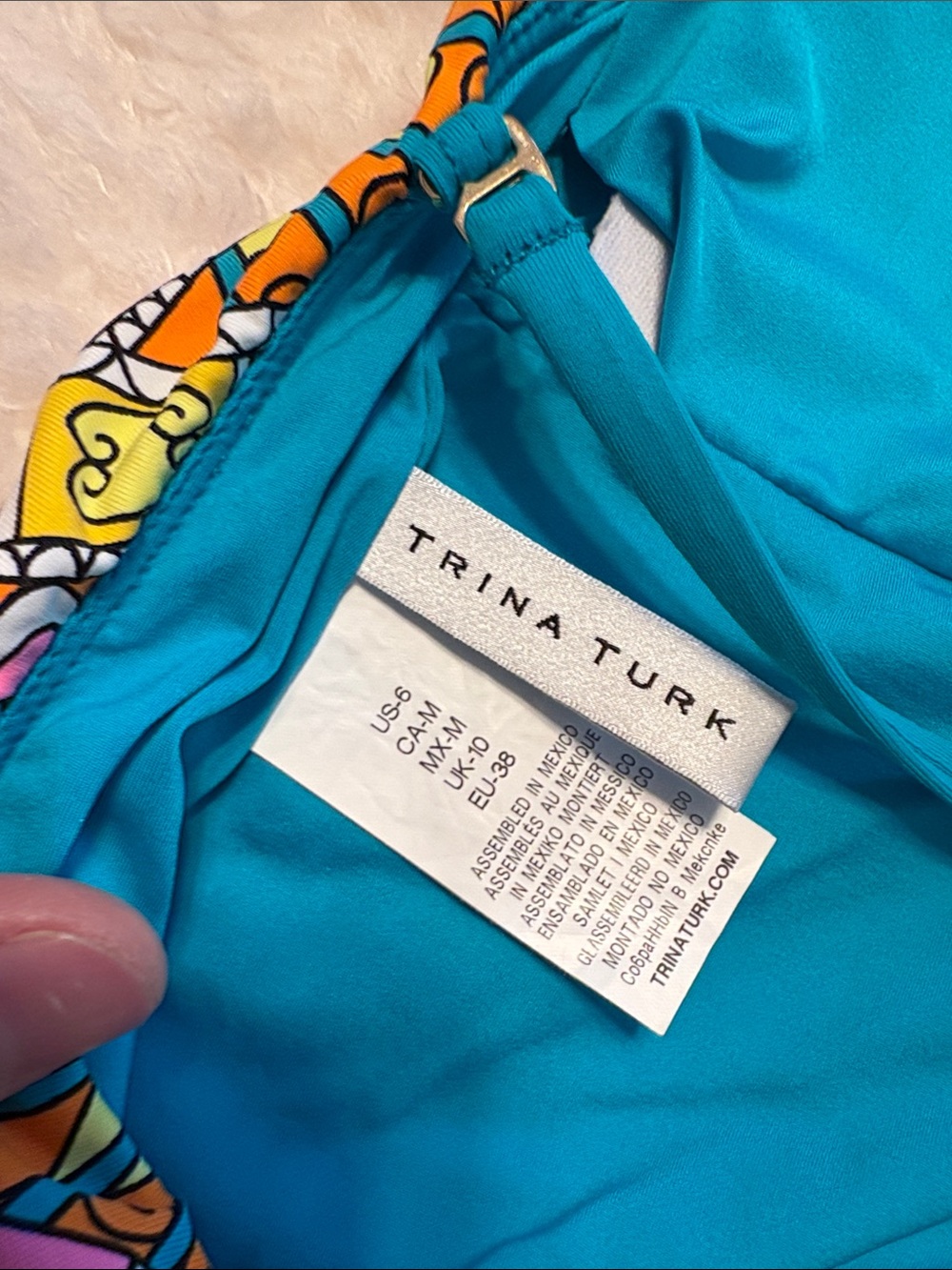 Trina Turk Vibrant Orange,Pink, Yellow Printed Swim One Piece 6 & Cover XS Set - Picture 9 of 15